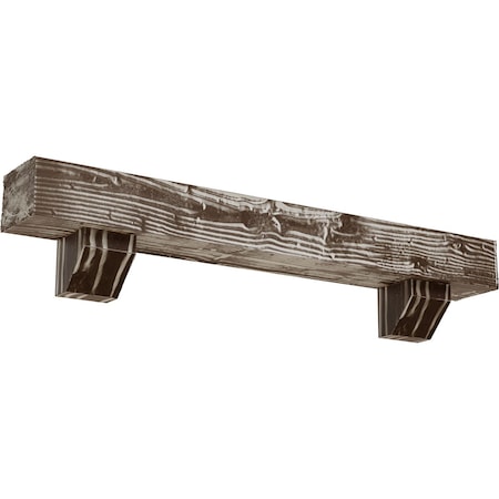 Kit W/ Ashford Corbels, Vintage Mahogany, 4H  X 8D X 84W Sandblasted Faux Wood Fireplace ManteL